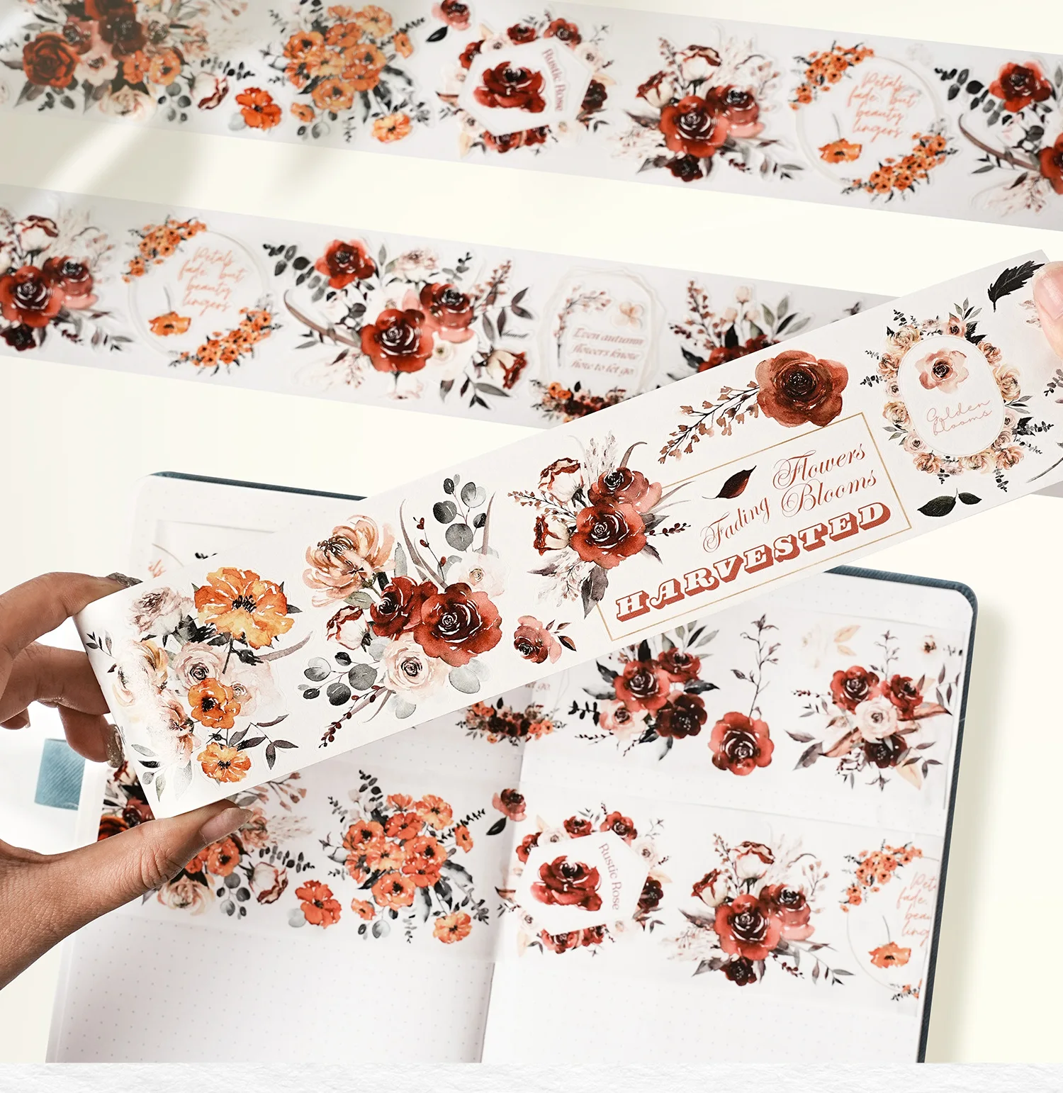 WT Studio Vintage Orange In Autumn Washi PET Tape for Plan Card Making DIY Scrapbooking Plan Decorative Sticker