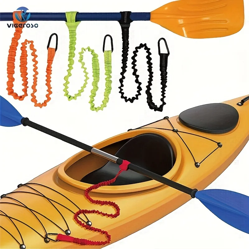 Paquete de 1 correas elásticas reflectantes para remo de Kayak, ganchos de seguridad, cordones en espiral, cuerdas antipérdida, accesorios esenciales