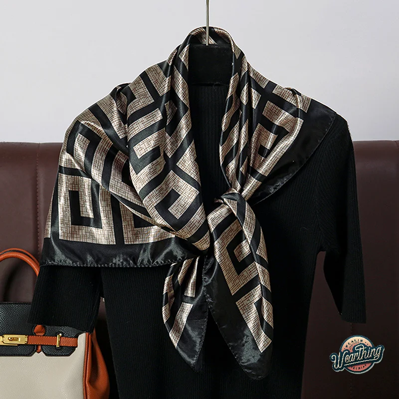 Toalha quadrada estampada em cubos com estampa de leopardo, 60cm, primavera outono, moda versátil e de alta qualidade, toalha de cabeça xale para mulheres