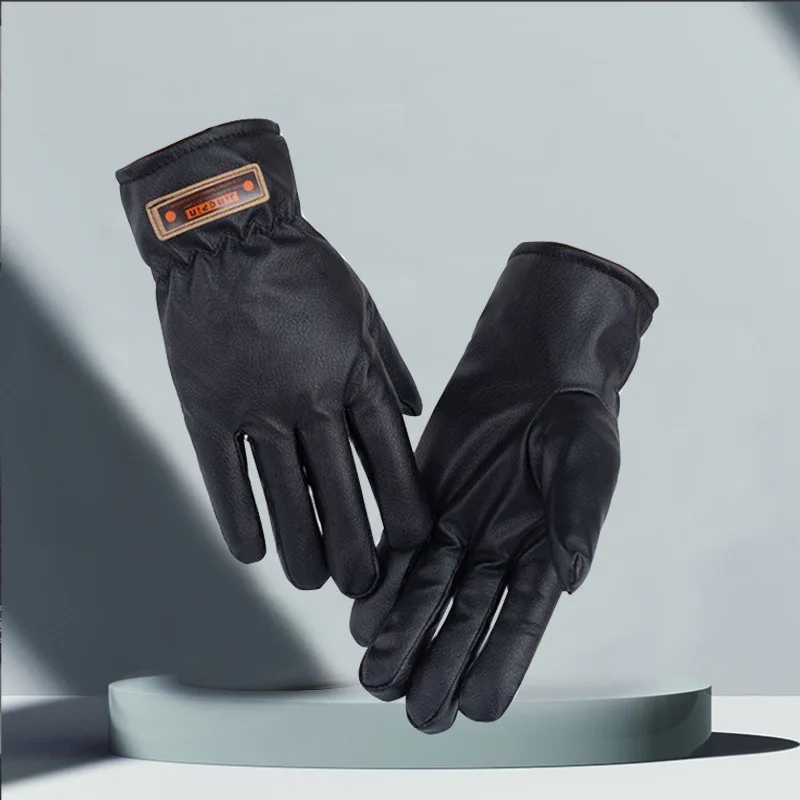 Winter Leather Gloves for Wool Fleece Lined Warm Gloves, Thick Thermal Snow Driving Glove