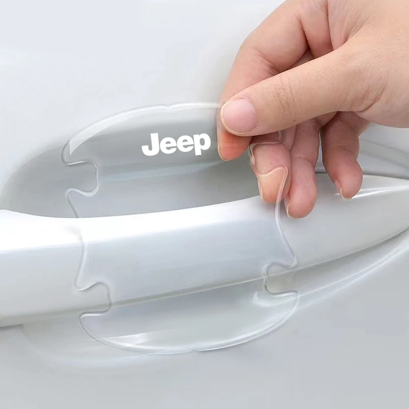 

4 шт., защитная полоса для кузова автомобиля, чаша для дверной ручки, наклейка против царапин для Jeep Renegade Wrangler JL Grand Cherokee Compass