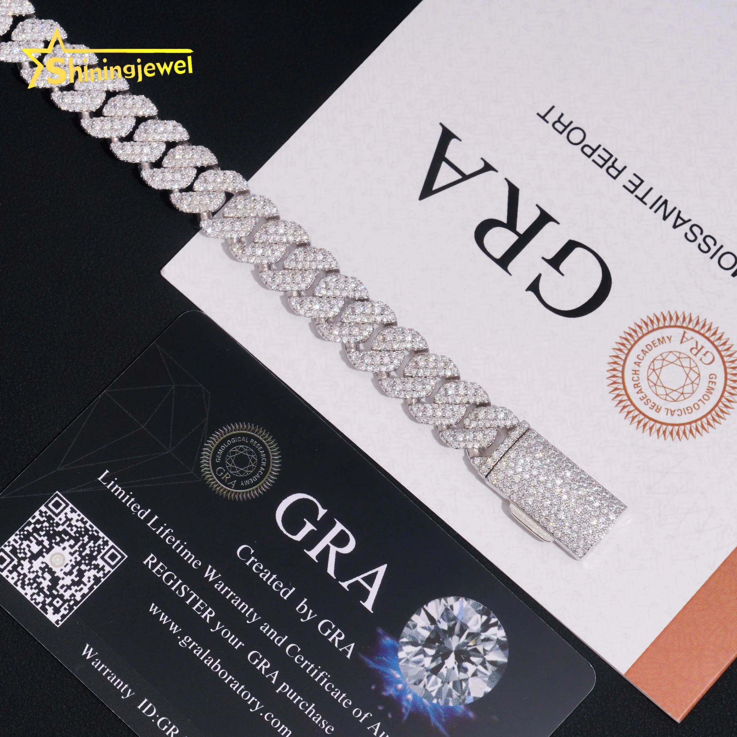Jewelry New Fashion Hip Hop Style Iced Out 925 Sterling Silver 10mm VVS Moissanite Cuban Link Bracelet.