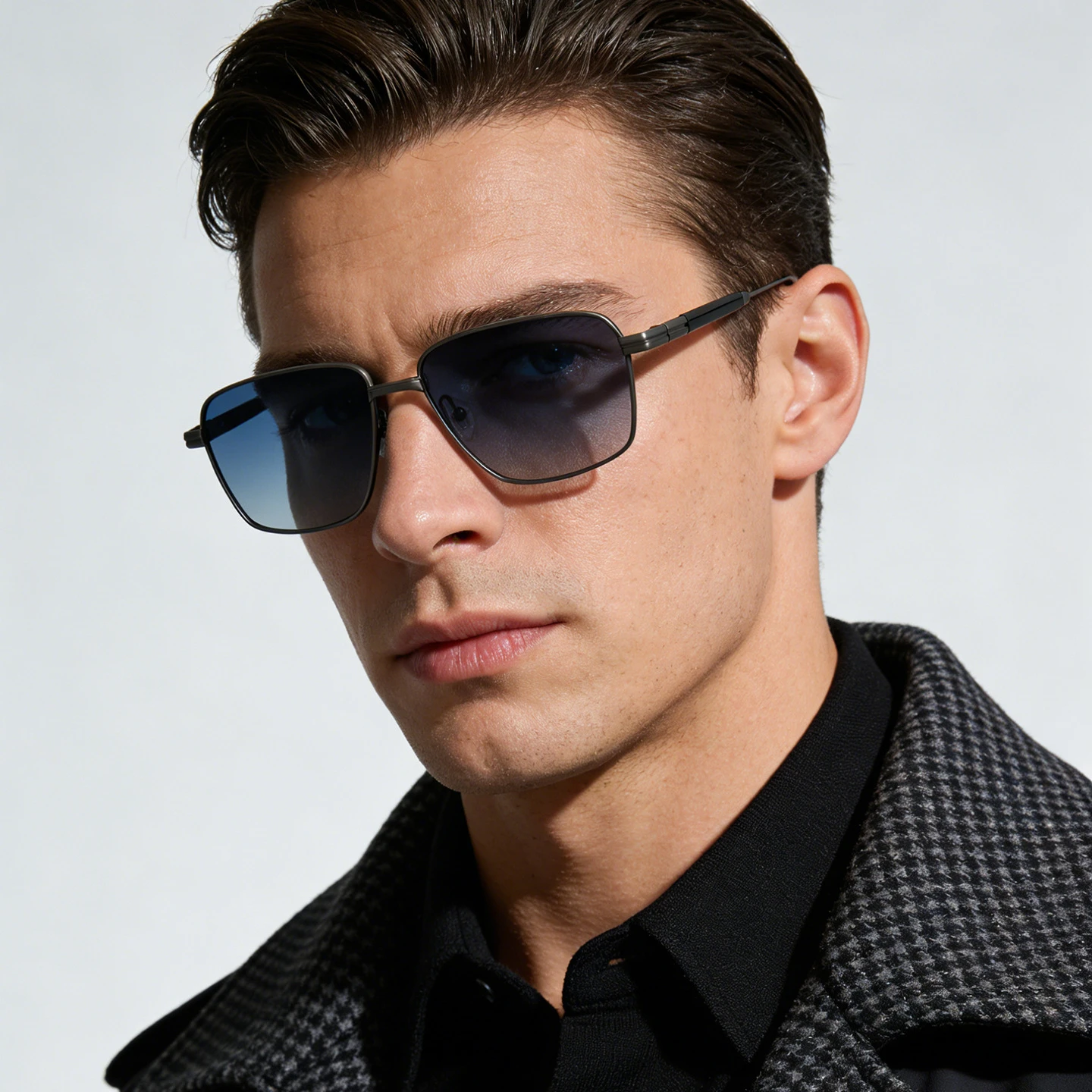 Top Quality Trendy Anti-ultraviolet Sunglasses for Men Stylish Titanium Square Sun Glasses Male UV400 Outdoor Sunglass Shades