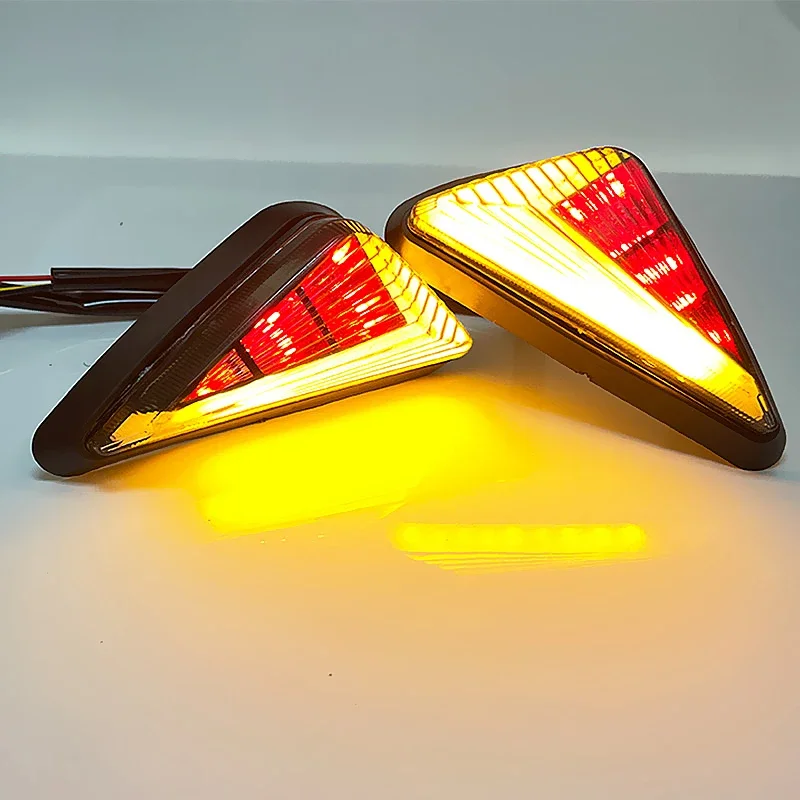JUEGO DE 2 INTERMITENTES LED DE MONTAJE AL RAS PARA MOTO – SECUENCIALES, ÁMBAR Y ROJO, 12V (INCLUYE DRL)