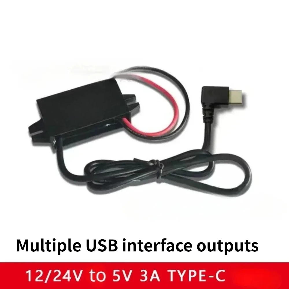 Buck Converter 12V 24V to 5V 3A 15W USB /Type C /micro Charger Car DC Step Down Voltage Regulator Waterproof for Mobile Phone