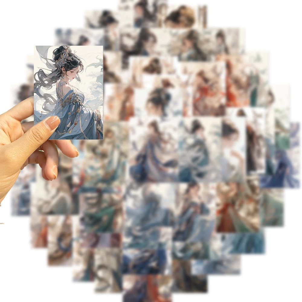 

10/30/50pcs Art Chinese Ancient Girls Stickers Creative Graffiti Decals Decoration DIY Luggage Phone Laptop Waterproof Sticker
