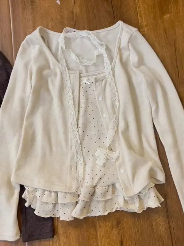 

Y2K Harajuku Vintage Solid Tops Set Korean Fashion Slim Casual Blouse American Streetwear Chic Long Sleeve Soft Women