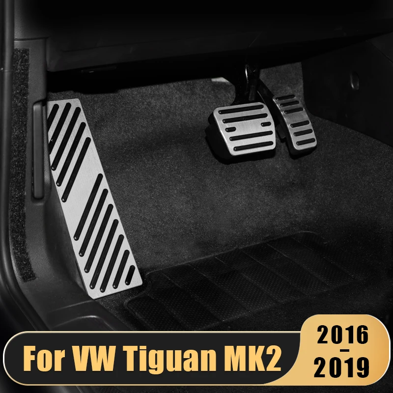 

For Volkswagen VW Tiguan MK2 2016-2018 2019 Aluminum alloy Car Styling Accelerator Brake Pedal Footrest Pedal Cover Accessories