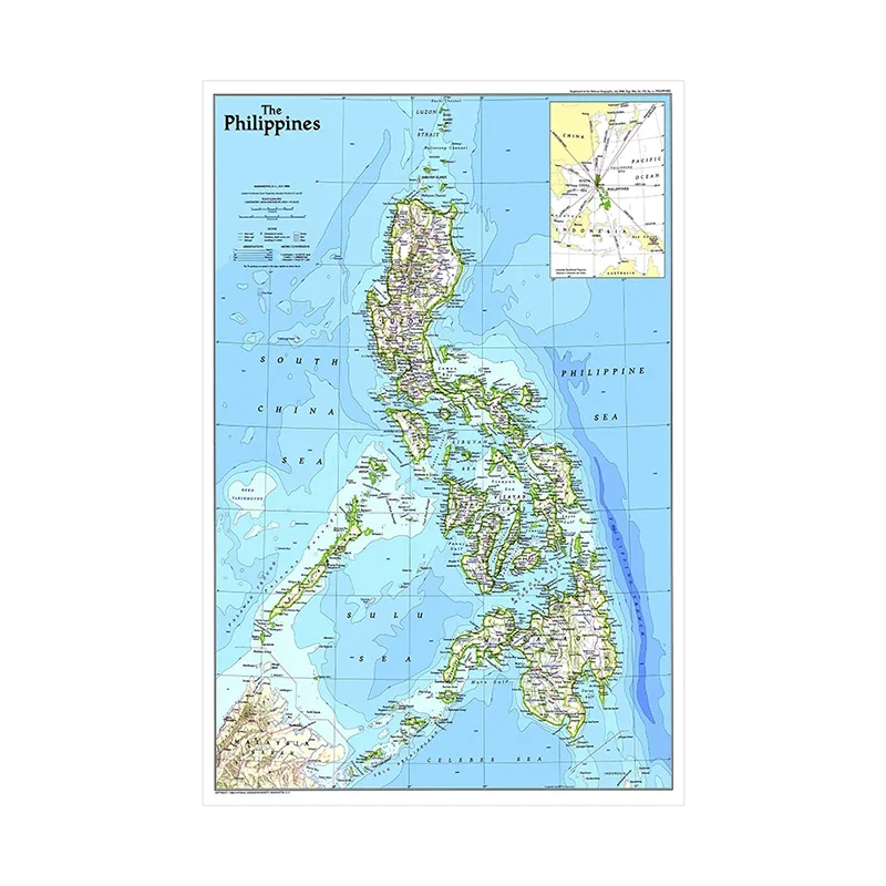 42*59cm The Philippines Administrative Map 1986 Year Version Maps Wall Decorative Canvas Painting Living Room Home Decoration