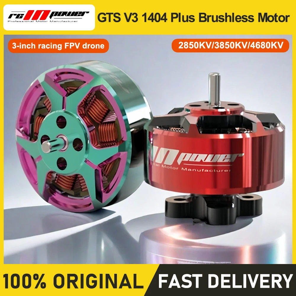 

RCinpower GTS V3 1404 plus Brushless Motor 2850KV 3850KV 4680KV 3-Inch Racing FPV Drone High-Speed Electric Motor for Drone Raci