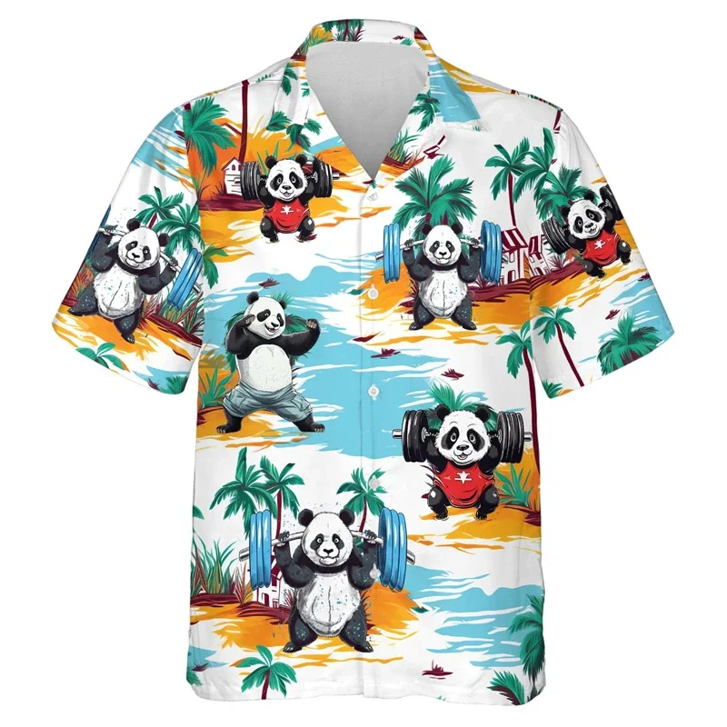 

Summer Harajuku New 3D Fitness Lovers Dumbbell Printing Shirts Animal Sports Gym Graphic Short Shirts Men Hawaiian Clothing Tops