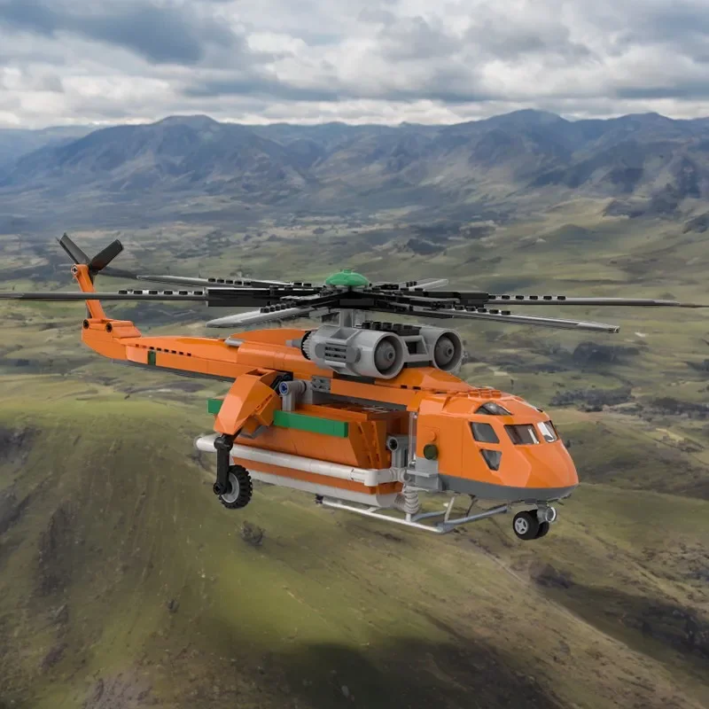 453 Piezas, Modelo de Helicóptero de Carga Pesada Sikorskys S-64 Skycrane "Elvis", Bloques de Construcción de Modelos Educativos DIY, Juguete de Aviación