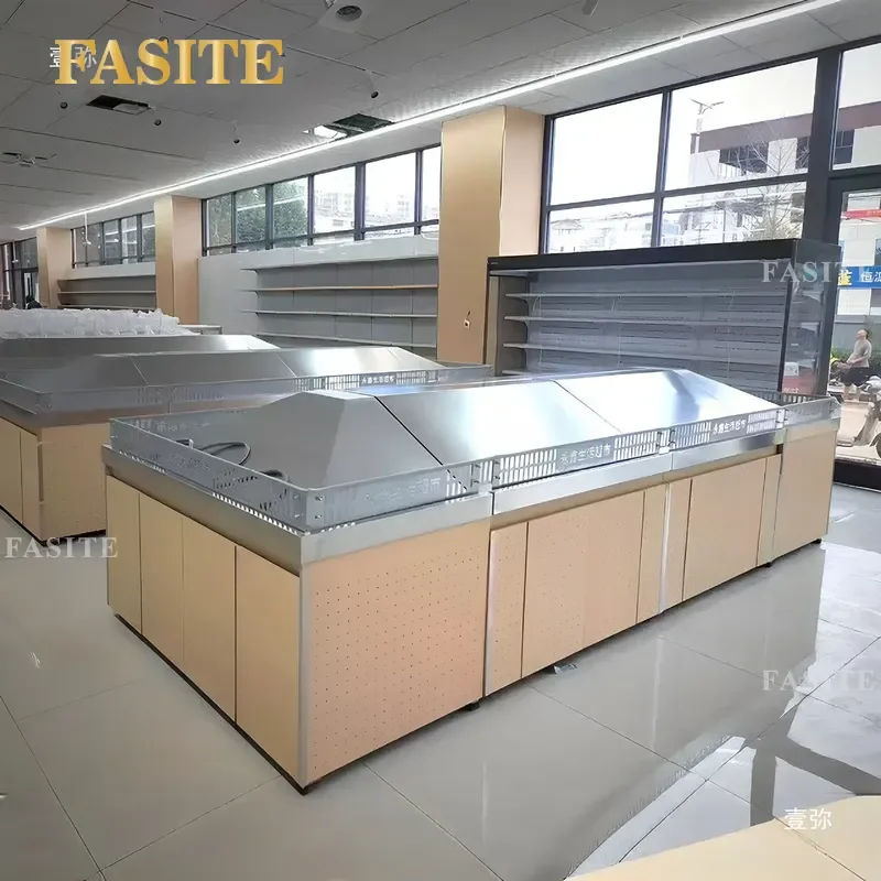 For Supermarket Fruit and Vegetable Display Shelf Stainless Steel False Bottom Ladder Type Stacking Rack Fresh Produce