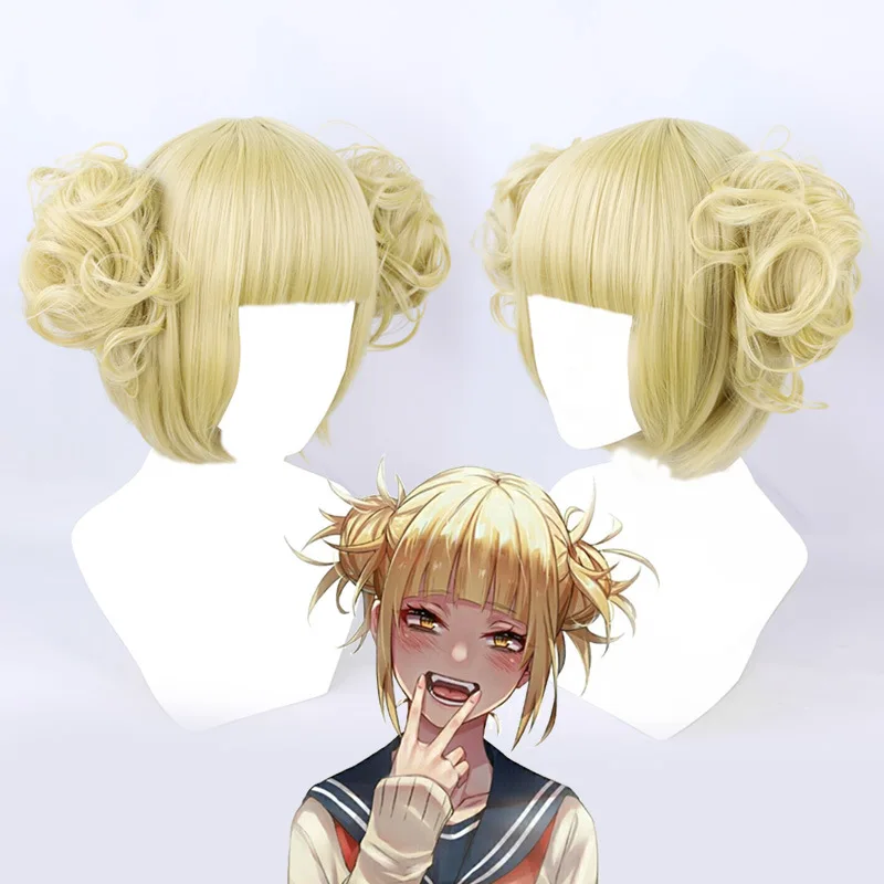 

My Hero Academy Himiko Toga, парик для косплея, прическа в виде булочки, термостойкое волокно с розовой сеткой, Хэллоуин