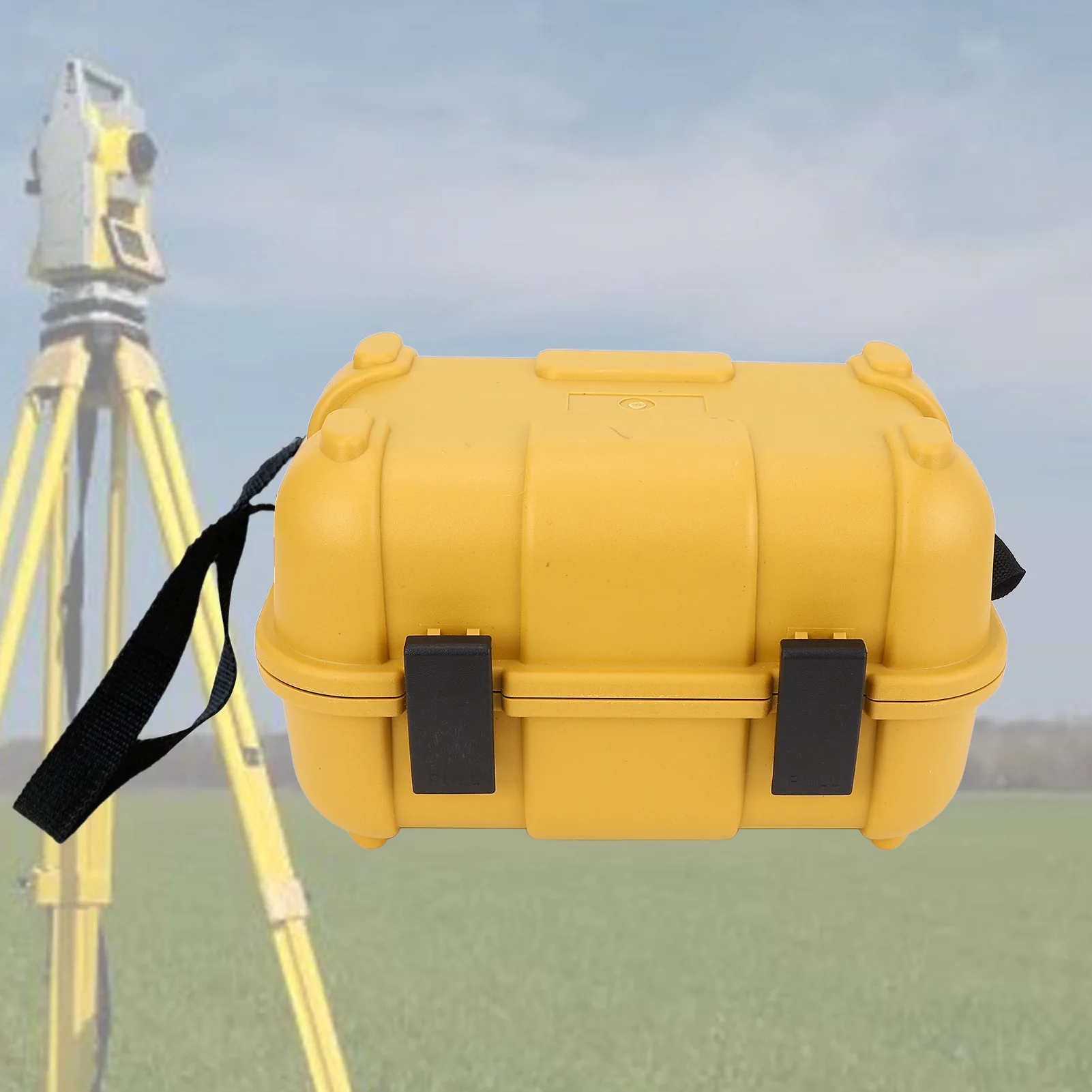 Yellow Surveying Instrument Carrying Case with Double Lock for Auto Level Empty Box Compatible with Total Station Theodolite Pri