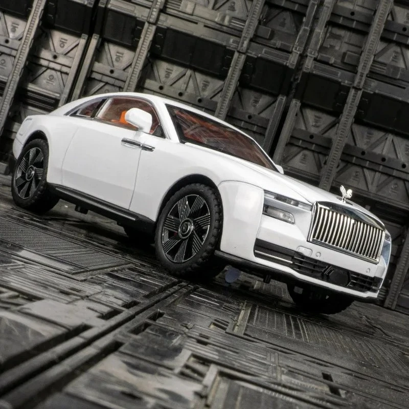 Para 1:24 Rolls Royce brillante coche en miniatura de aleación péndulo suspensión eléctrica puertas de juguete para niños y tapa del motor maletero se puede abrir