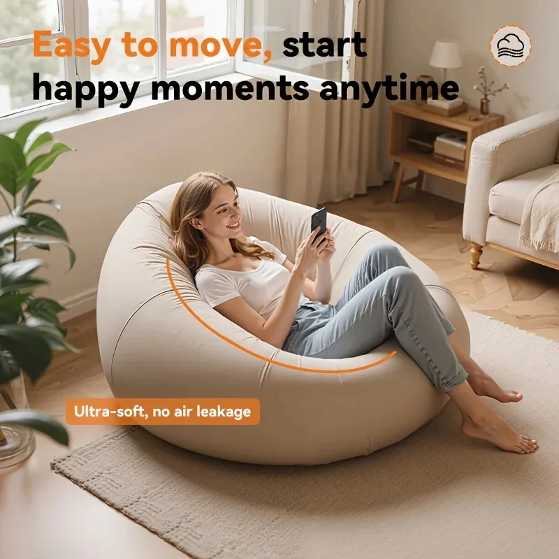 Inflatable Outdoor Lounge Chair - Durable Polypropylene with Air Pump Foldable Quick-Inflate Comfortable Seat for Patios Beaches