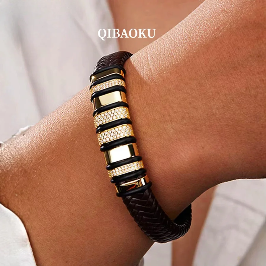 FCGJHW Moissanite Leather Cuban Bracelet S925 Sterling Silver for Woman Man Hiphop Lab Diamond Hand Chain Jewelry Gifts 2026