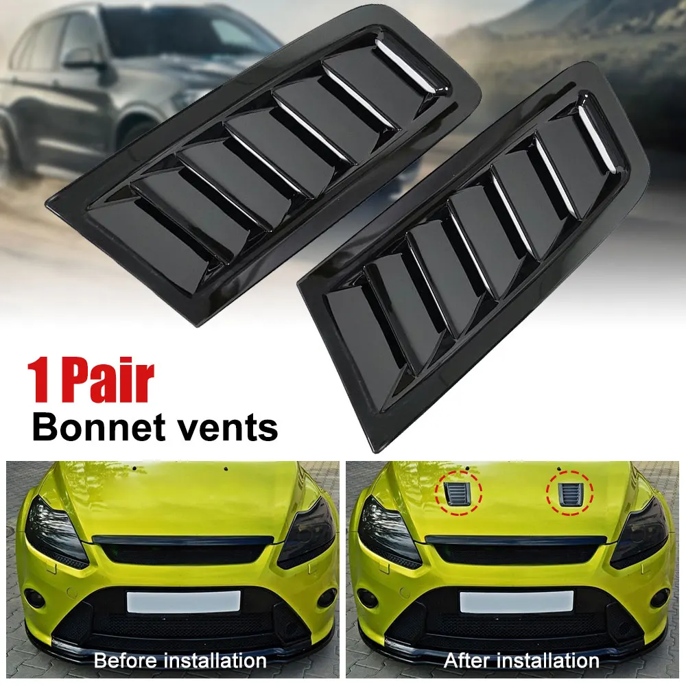 

A Pair Universal Decorative Car Front Bonnet Air Vents Engine Hood for Ford BMW VW Jetta Golf Jeep Subaru Etc Most Models