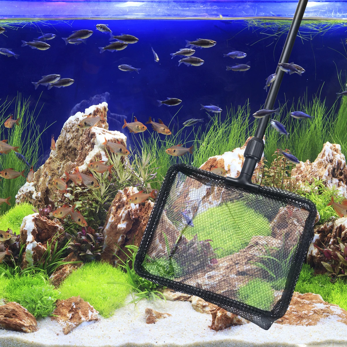 

Telescopic Fishing Extendable Net Fish Tank Cleaner Durable Non-Absorbent S-Resistant Handle Retractable Gear Nylon