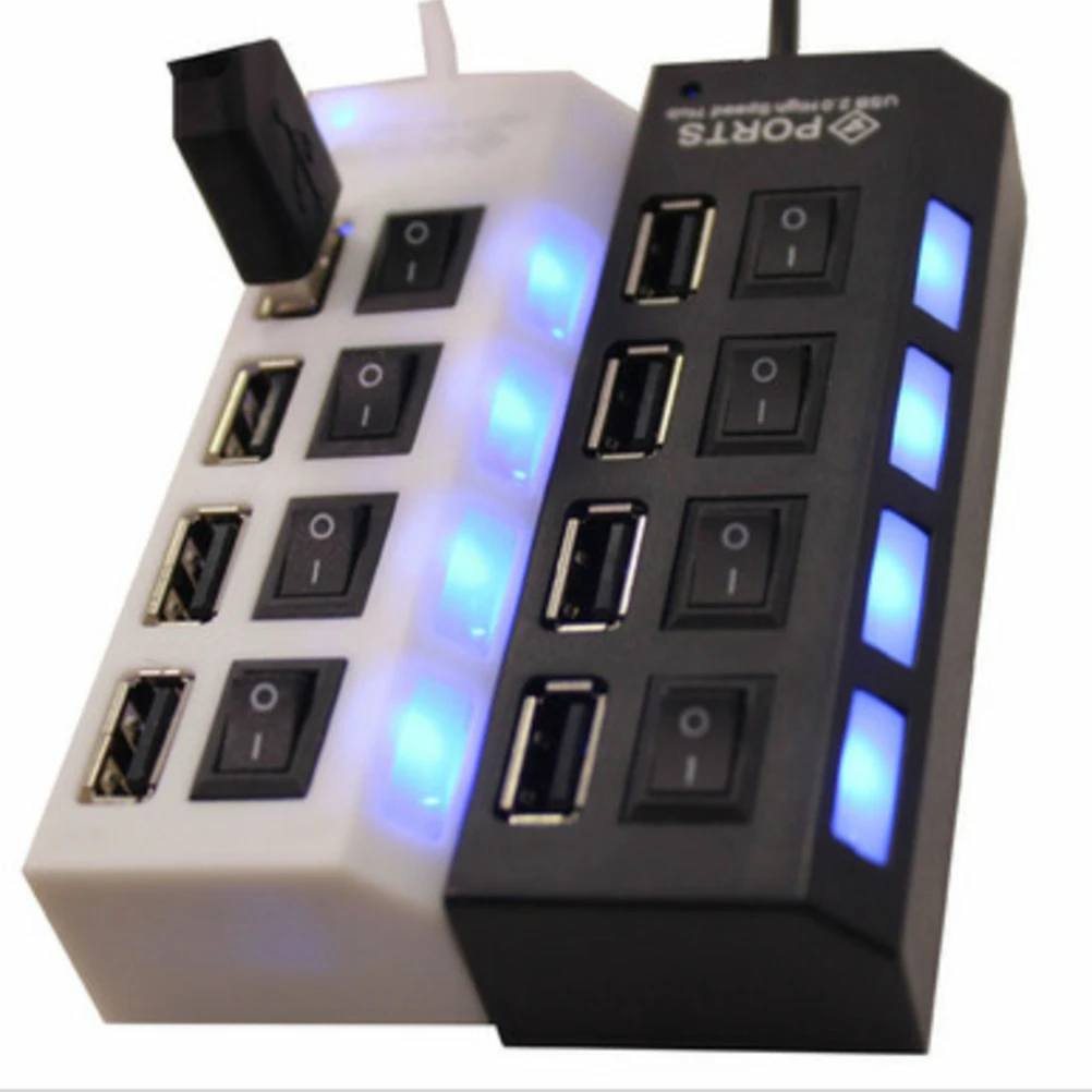 

Usb 2.0 Hub 4 Ports Splitter Independent Super Speed Data Transfer Slim Lightweight Durable Multi Protection For