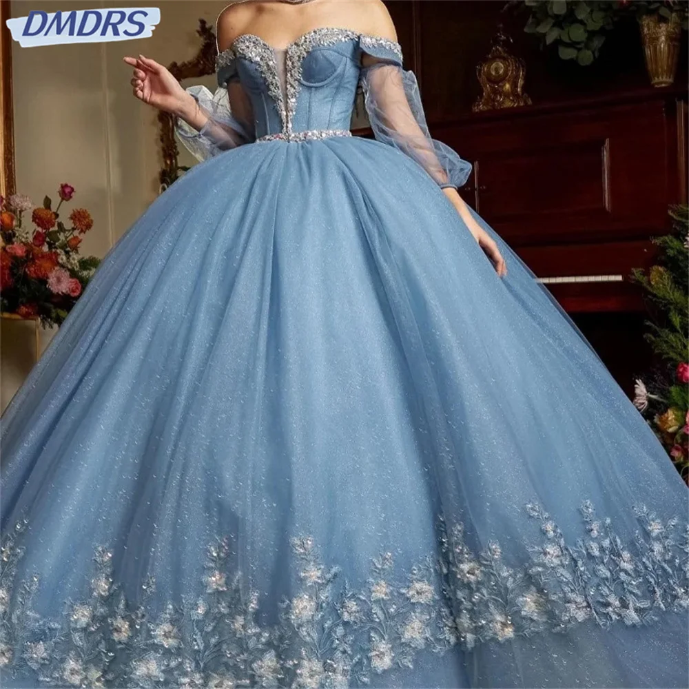 Vestido de baile de princesa elegante, vestido de quinceañera encantador, vestido clásico de flores 3D, apliques de lentejuelas con capa dulce 16