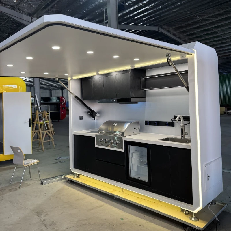 Modern Stylish Outdoor Kitchen Cabinets Stainless Steel Durable Weatherproof Custom Backyard Patio Barbecue Grill Use