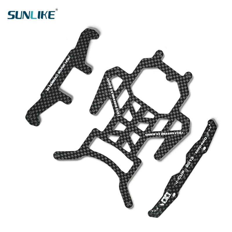 Self Made Tamiya Mini 4WD RC Car Spare Parts 1.5mm Carbon Fiber Chassis/Leading Head/Pteris Tail Front/Rear Plate For SX SXX EVO