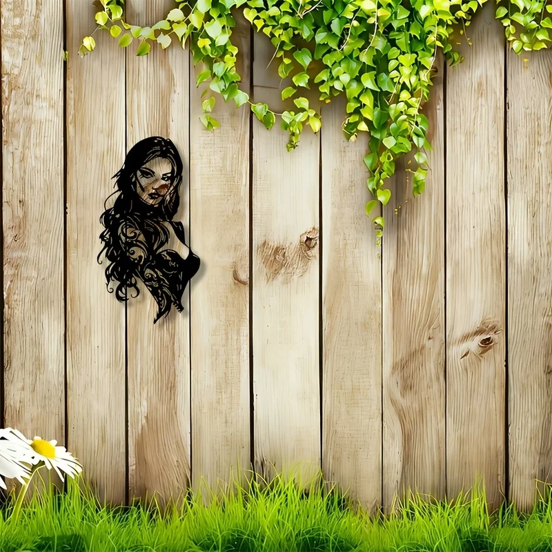 Two-dimensional plane，Single Piece，2DPlane，Wall Sculpture，Tattooed Woman Metal Wall Decoration 1pc