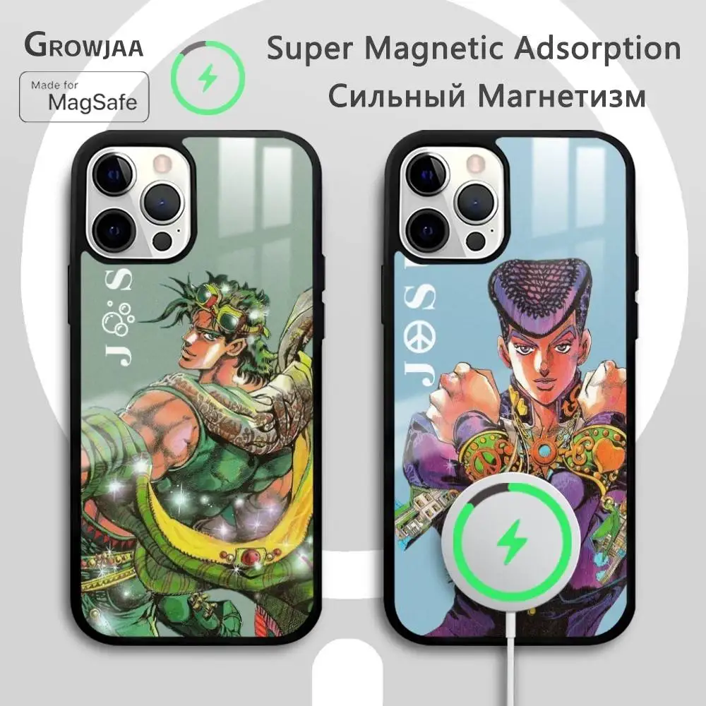 

JoJo B-Bizarre AdventureS Phone Case For IPhone 16 15 14 13 12 11 Pro Max Plus Mini Magsafe Mirror Wireless Magnetic Funda
