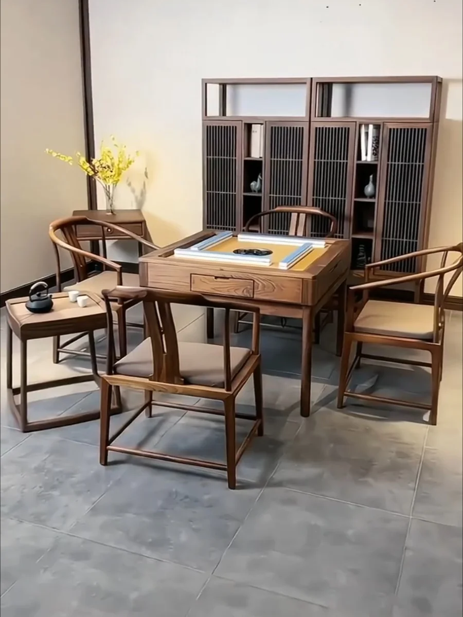 Luxury Wooden Dining Table Storage Drawer Brain Power Work Home Mahjong Table Study Amusement Mesa Comedor Home Furniture LVMC