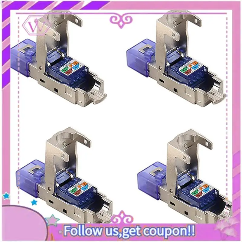 

4X CAT8 Разъем RJ45 без обжимного инструмента CAT8 40 Гбит/с 50U Экранированный сетевой кабель из цинкового сплава Вилка RJ45 (синий)