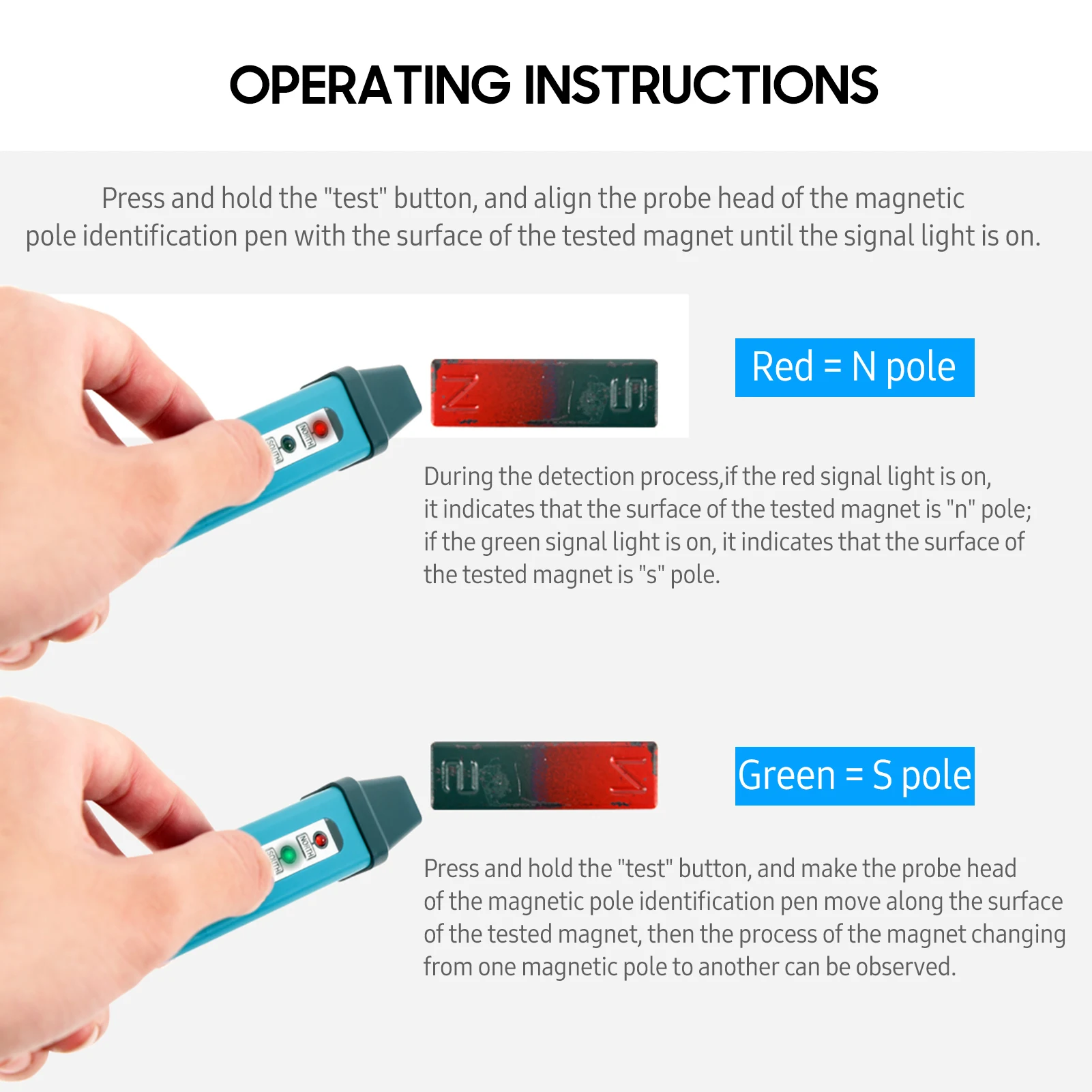 Magnetic Pole Pen Polarity Tester N/S Pole Detector North South Magnetic Pole Identifier Magnet Detector Magnetic Field Tester