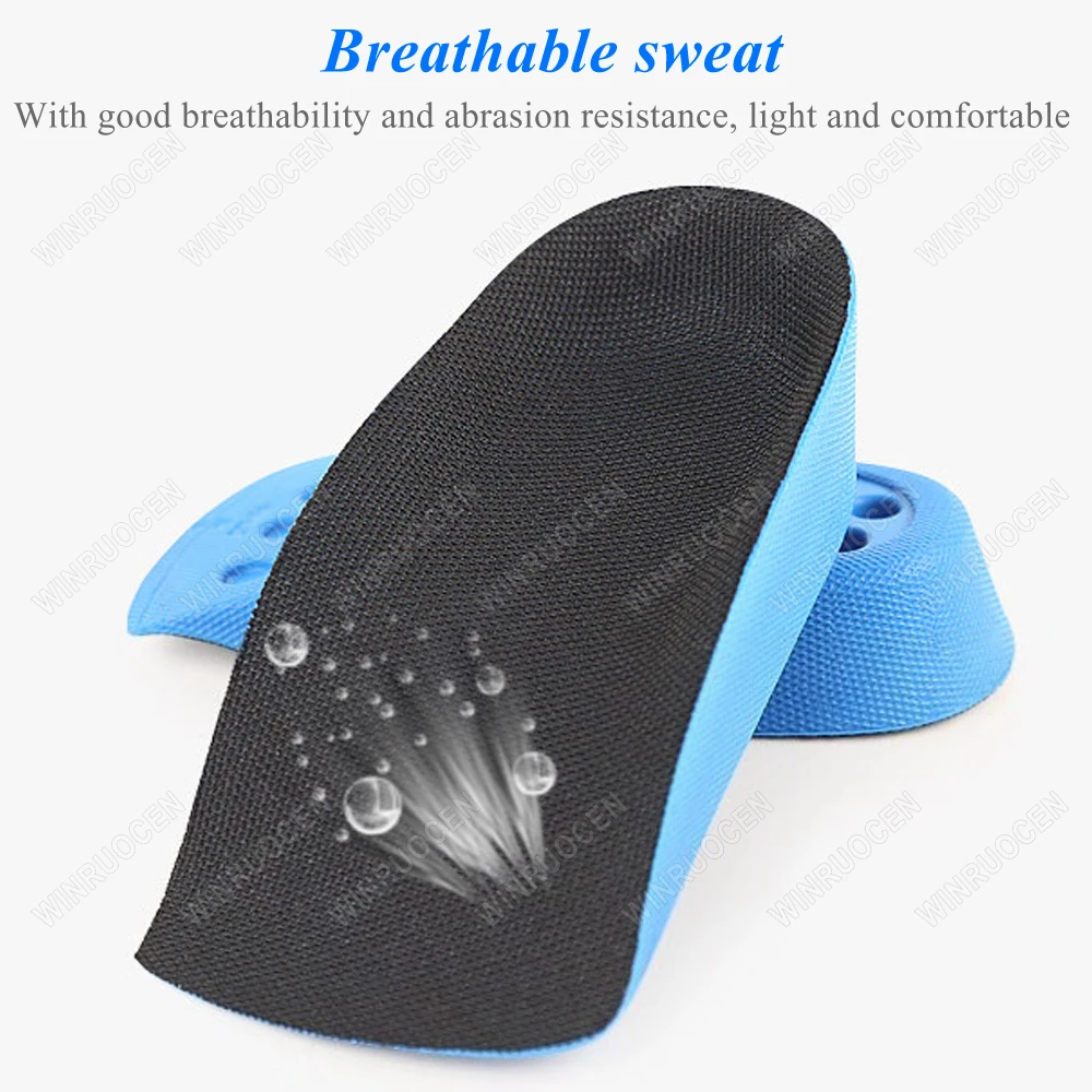 الرجال/النساء بولي PU ارتفاع النعال 2-4 سنتيمتر رفع امتصاص الصدمات المضادة للانزلاق مريحة نصف منصات الأحذية كعب وسادة أطول إدراج #5