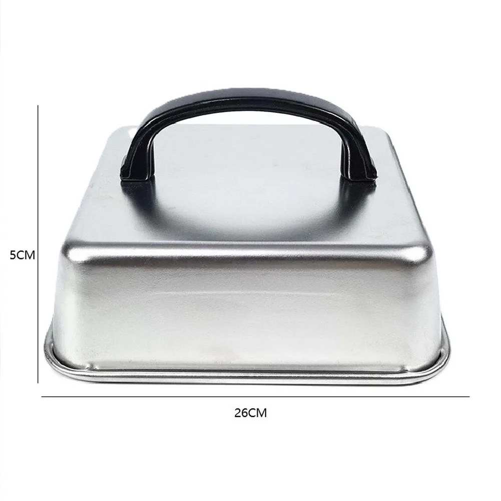 4PCS Stainless Steel Hamburger Lid Set Square Shape with Handle for For steak Burger BBQ Grilling Heat Retention Feature