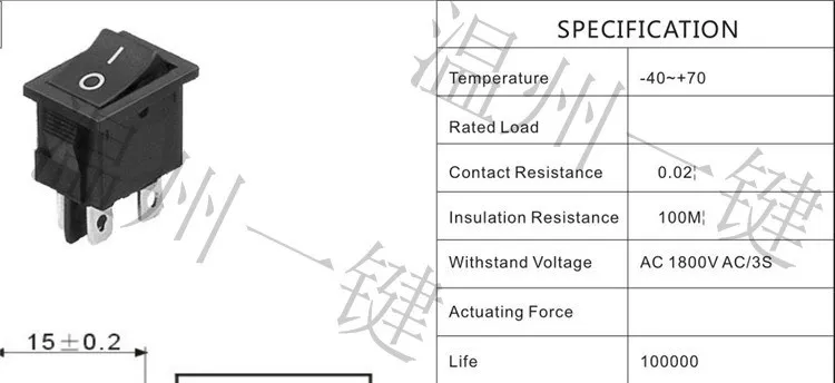 Rocker Switch KCD1-104N Four-Leg Power Supply with Light Two-Way 250v5a Hole 19*13 Red Light Green Light