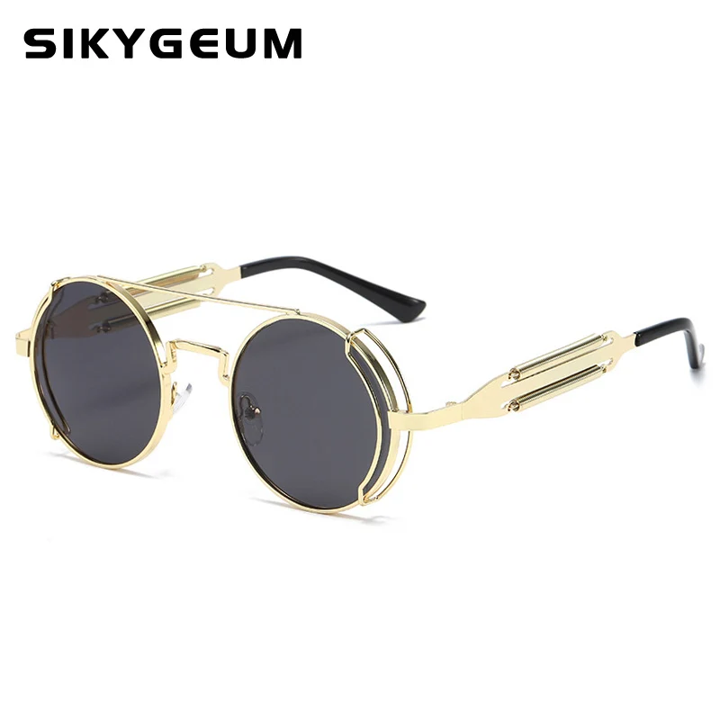 SIKYGEUM Steampunk Sunglasses Retro Men Brand Designer Round Punk Eyewear Gothic Style Products Women Sunglasses