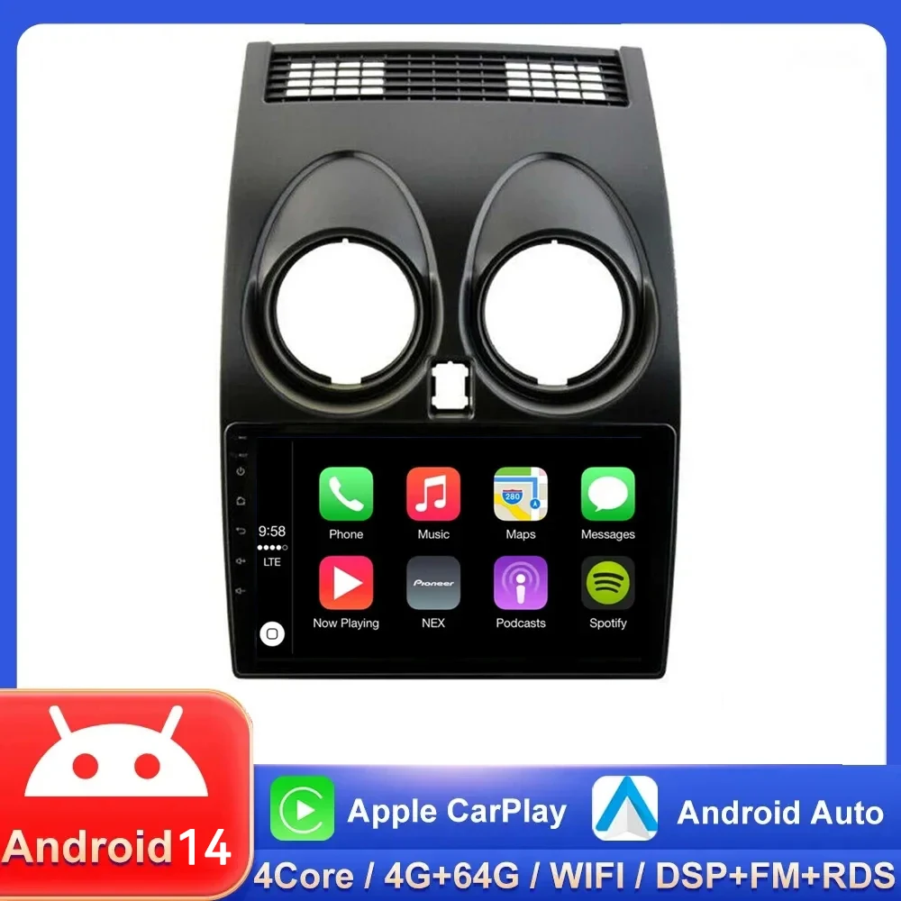 

8G+128G Car Radio Android Auto Multimedia For Nissan Qashqai J10 2006 2007 2008-2012 2013 Carplay 4G+WIFI 2din GPS autoradio