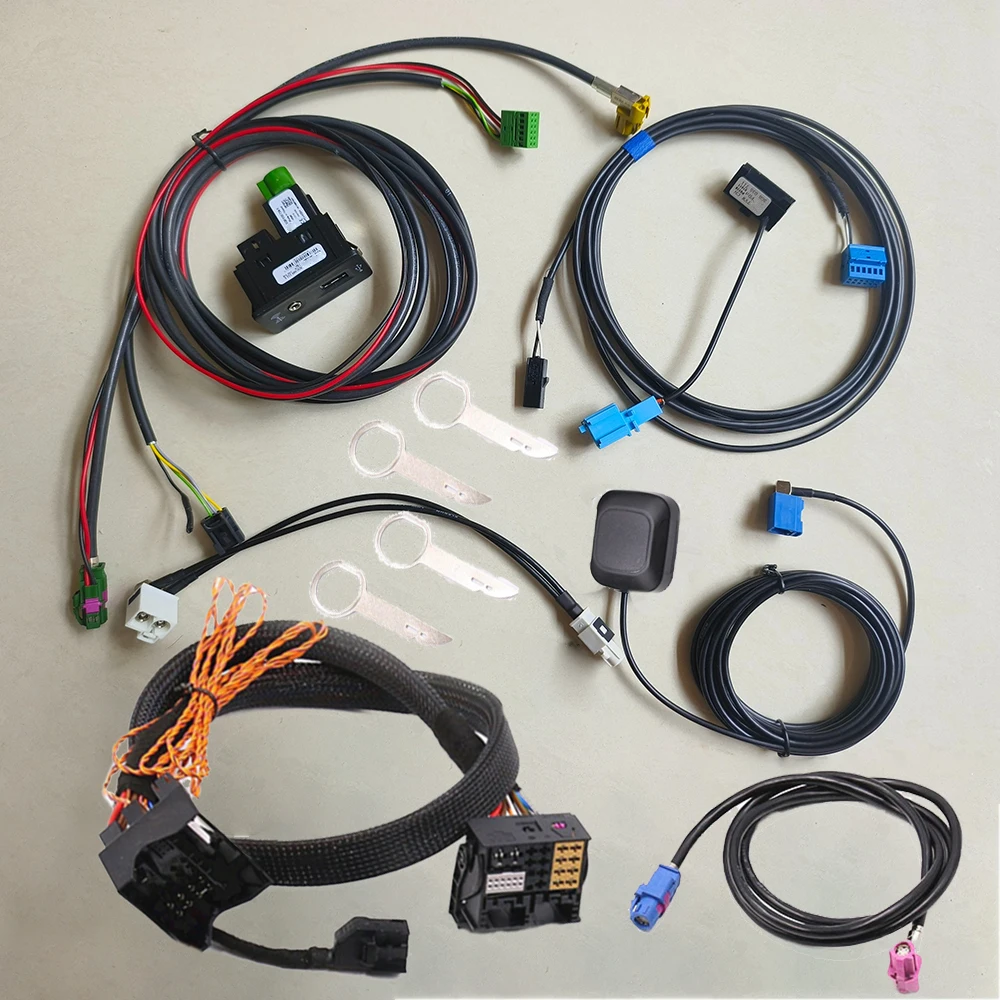 Adaptador de Radio MIB STD2 ZR NAV Discover Pro - Arnés con Cable 2 a 1, Antena GPS, Carplay para Golf 7 MK7 Passat B8 Tiguan