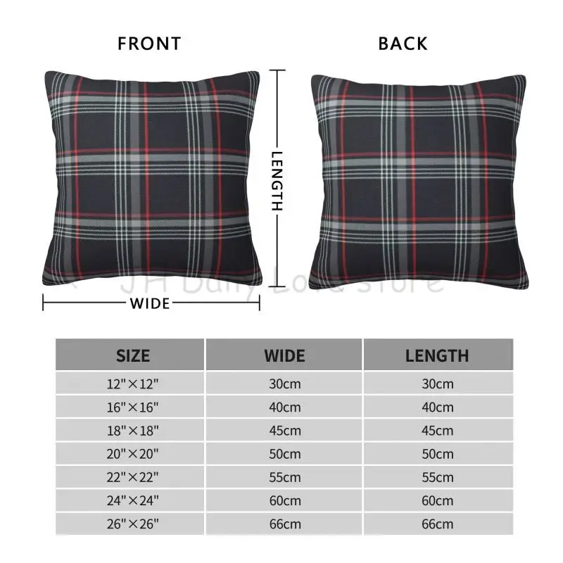 GTI Tartan Throw Pillow Cover Soft Cozy Pillow Case Home Office Car Decor Polyester Cushion Cover 18x18 Inch