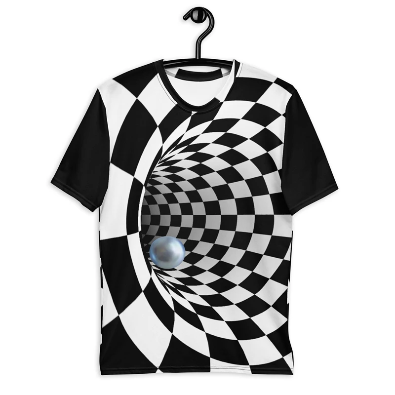 New Rectangle Tunnel Shirts Round Neck 3d Printed Optical Illusion Graphic T Shirts Leisure Comfortable Summer Quick Dry Tee