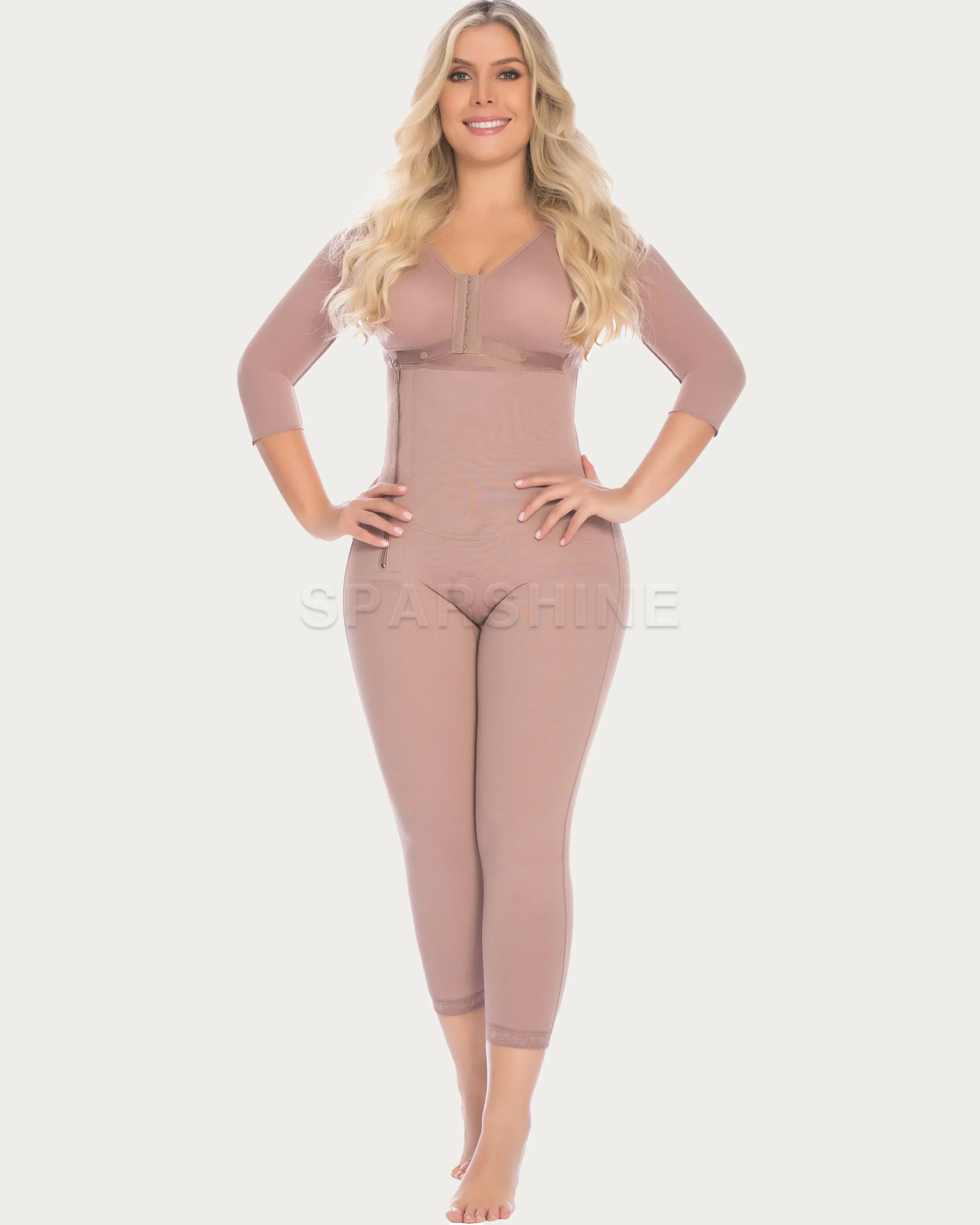 Long Sleeve Shapewear Hand Waist And Back Control Faja Cosmetic Recovery After High Compression Surgery Girdle