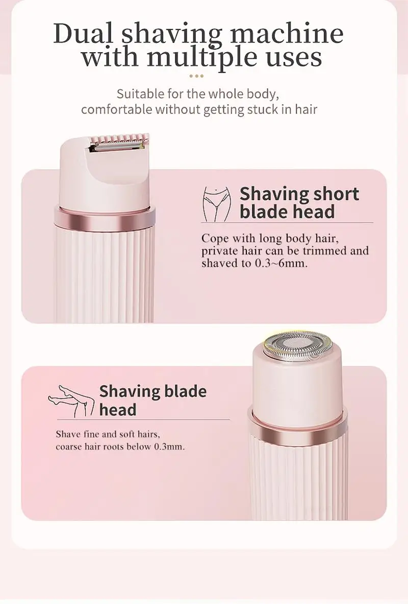 Elektrische Rasierer für Frauen, wasserdichter Bikini-Trimmer, Gesichtsrasierer für Achseln, Beine, Damen-Körpertrimmer, Haarentfernung, Rosa, Lila – Detail 7