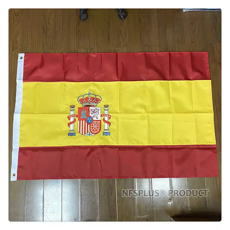 Outdoor Spanish Flag Embroidered Spain Banner Stitched 90x150cm Waterproof Oxford Fabric Brass Grommets Decoration Celebration