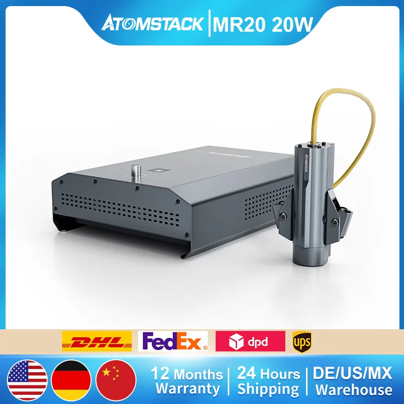 AtomStack MR20 20W Infrared Laser Module 1064nm Fiber Metal Rust Removal Deep Engraving High Speed Engraving 0.5mm Metal Cutting