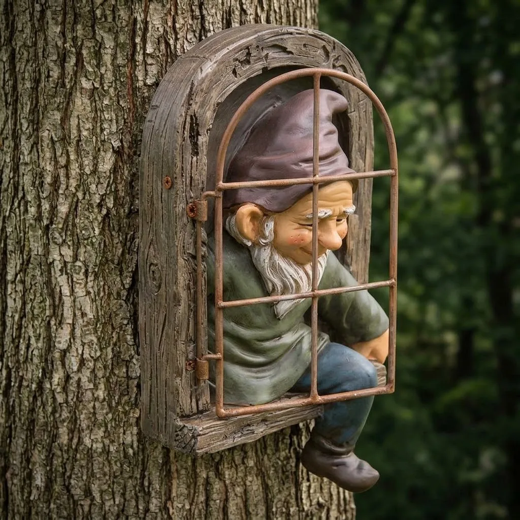 Fun Garden Art Gnome Garden Decorations Outdoor Tree Faces Elf Fairy The Window Yard Decorations Charming Whimsical Home Accents