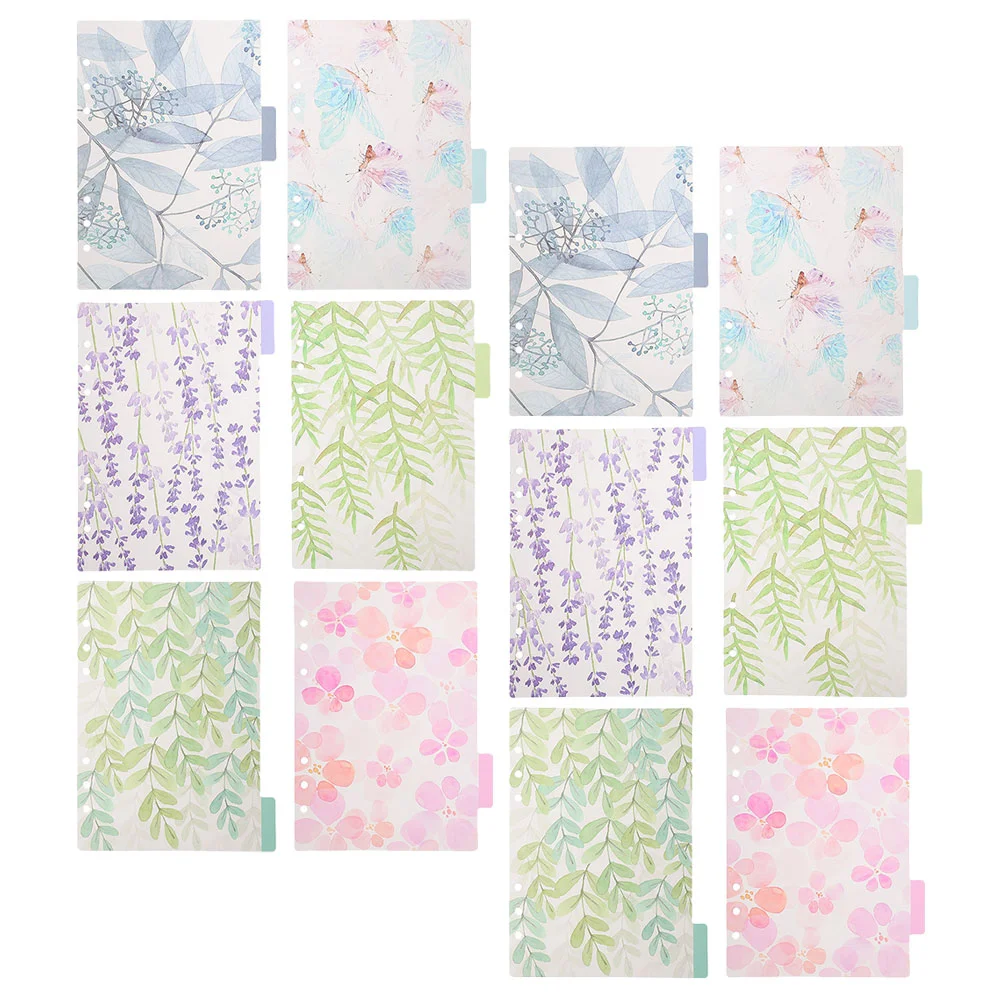 12 Pcs Pp Transparent 6-hole Loose-leaf Partitions Color Classification Separators Ring Paper Dividers Binder Tabs Index