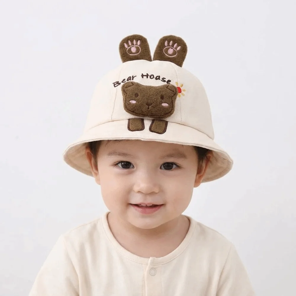 

Korean Style Baby Bucket Hat UV Protection Sun Protection Kids Sunshade Cap Cartoon Animal Bucket Hat Children Sun Hat