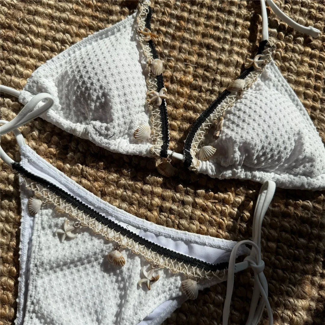 Shells Neckholder-Bikini-Set mit hohem Beinausschnitt und Riemchen, zweiteilig, Damen-Badeanzug, Badebekleidung, gepolsterter Badeanzug, Bather Swim V6416 – Detail 11