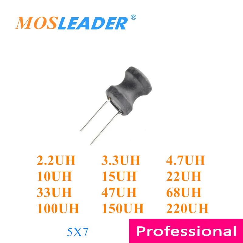 Mosleader 1000 قطعة 5x7 0507 2.2UH 3.3UH 4.7UH 10UH 15UH 22UH 33UH 47UH 68UH 100UH 150UH 220UH 5*7 DIP H محاثات الطاقة